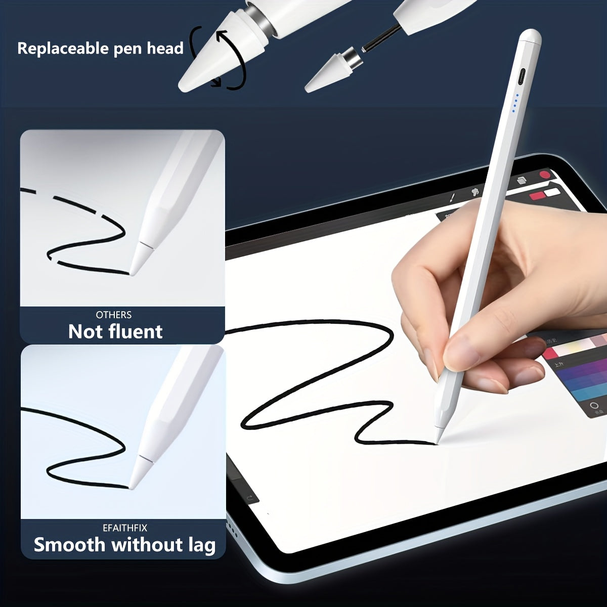 Capacitive Stylus Pen Fast Charging, High Precision Sensitivity